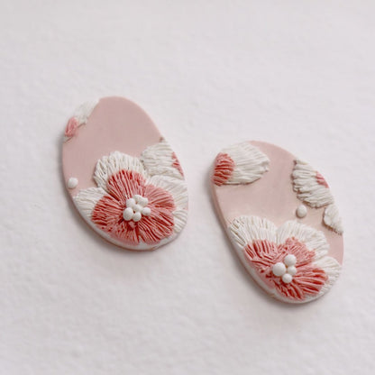 Pink Sakura Polymer Clay Earrings