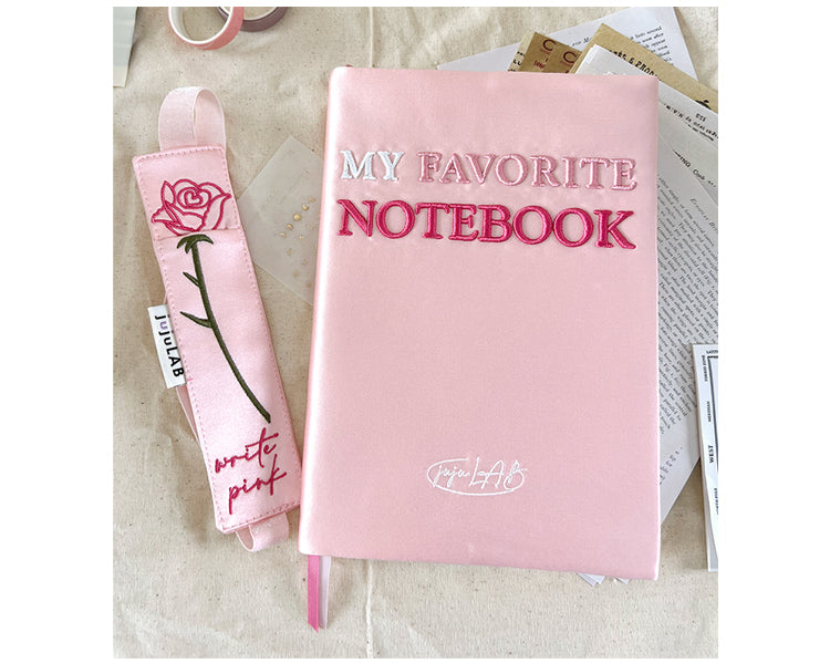 Pink Silk Embroidered Notebook Cover