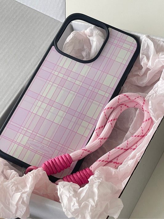 Pink White Plaid printed Phone Case