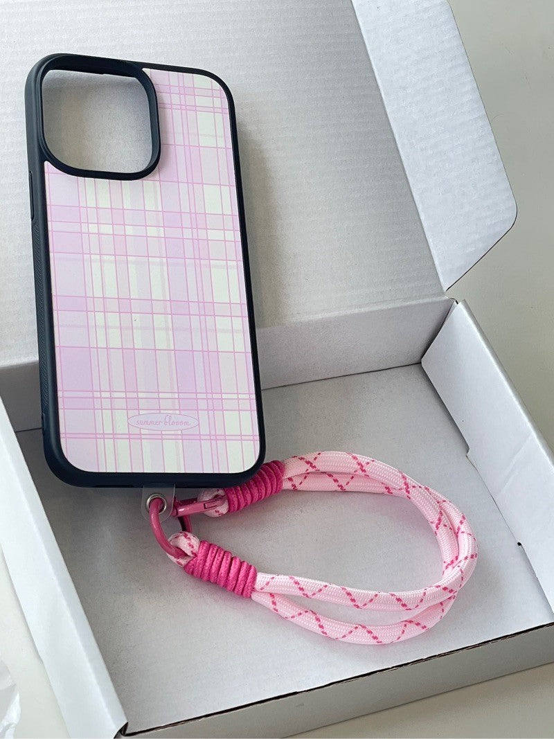 Pink White Plaid printed Phone Case