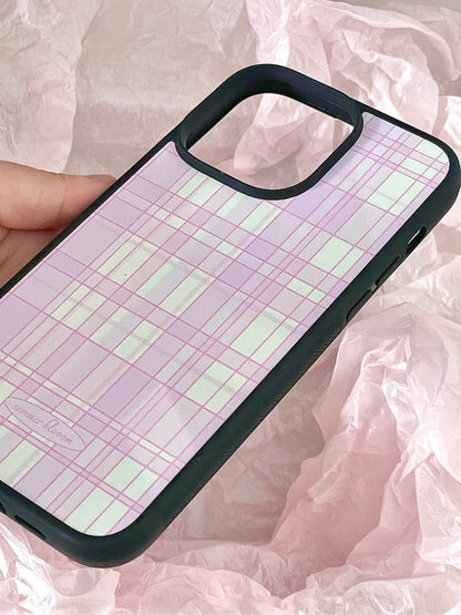 Pink White Plaid printed Phone Case