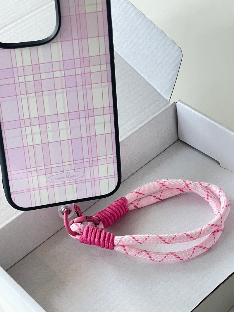 Pink White Plaid printed Phone Case