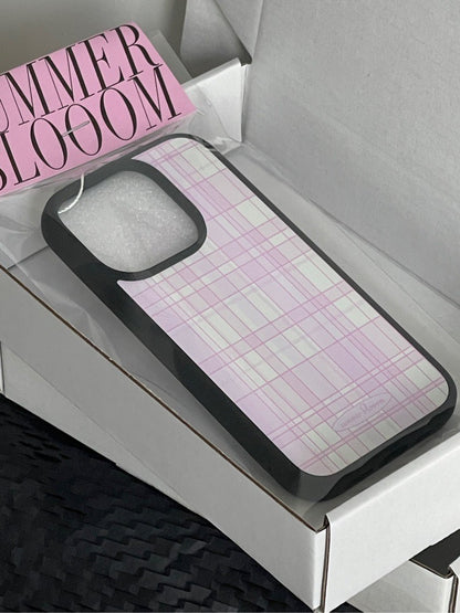 Pink White Plaid printed Phone Case