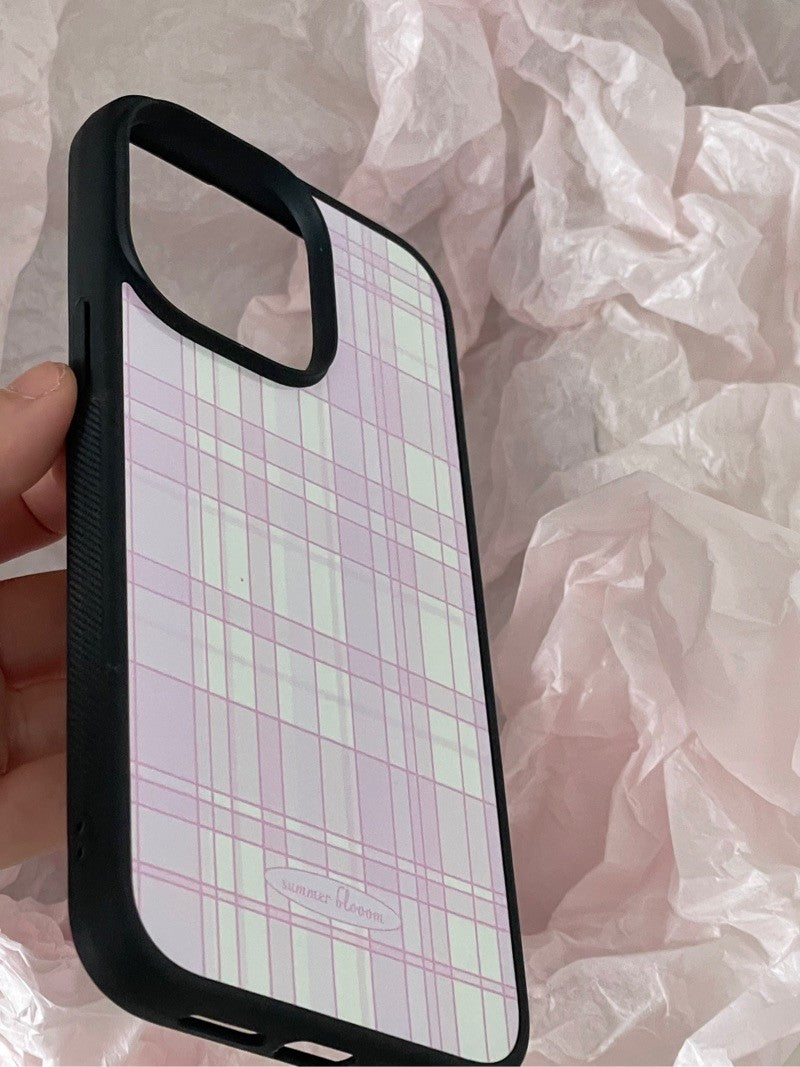 Pink White Plaid printed Phone Case