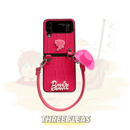 Pink faux leather Galaxy Z-Flip3/4 phone case