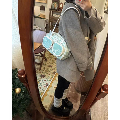 Plaid Cute Bunny Ita Pocket Shoulder Bag