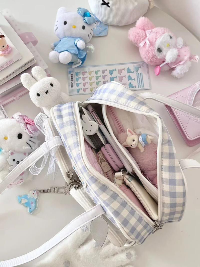 Plaid Cute Bunny Ita Pocket Shoulder Bag