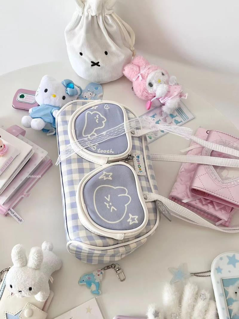 Plaid Cute Bunny Ita Pocket Shoulder Bag