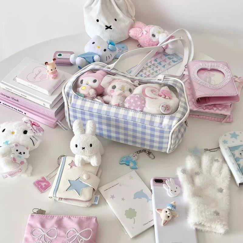 Plaid Cute Bunny Ita Pocket Shoulder Bag