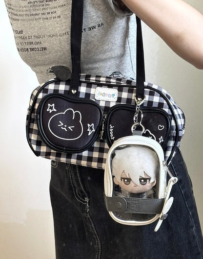 Plaid Cute Bunny Ita Pocket Shoulder Bag