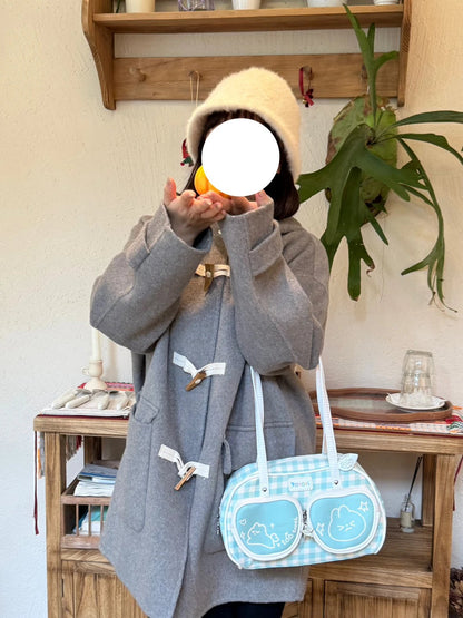 Plaid Cute Bunny Ita Pocket Shoulder Bag