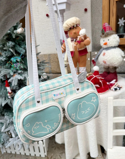Plaid Cute Bunny Ita Pocket Shoulder Bag