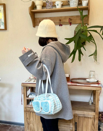 Plaid Cute Bunny Ita Pocket Shoulder Bag