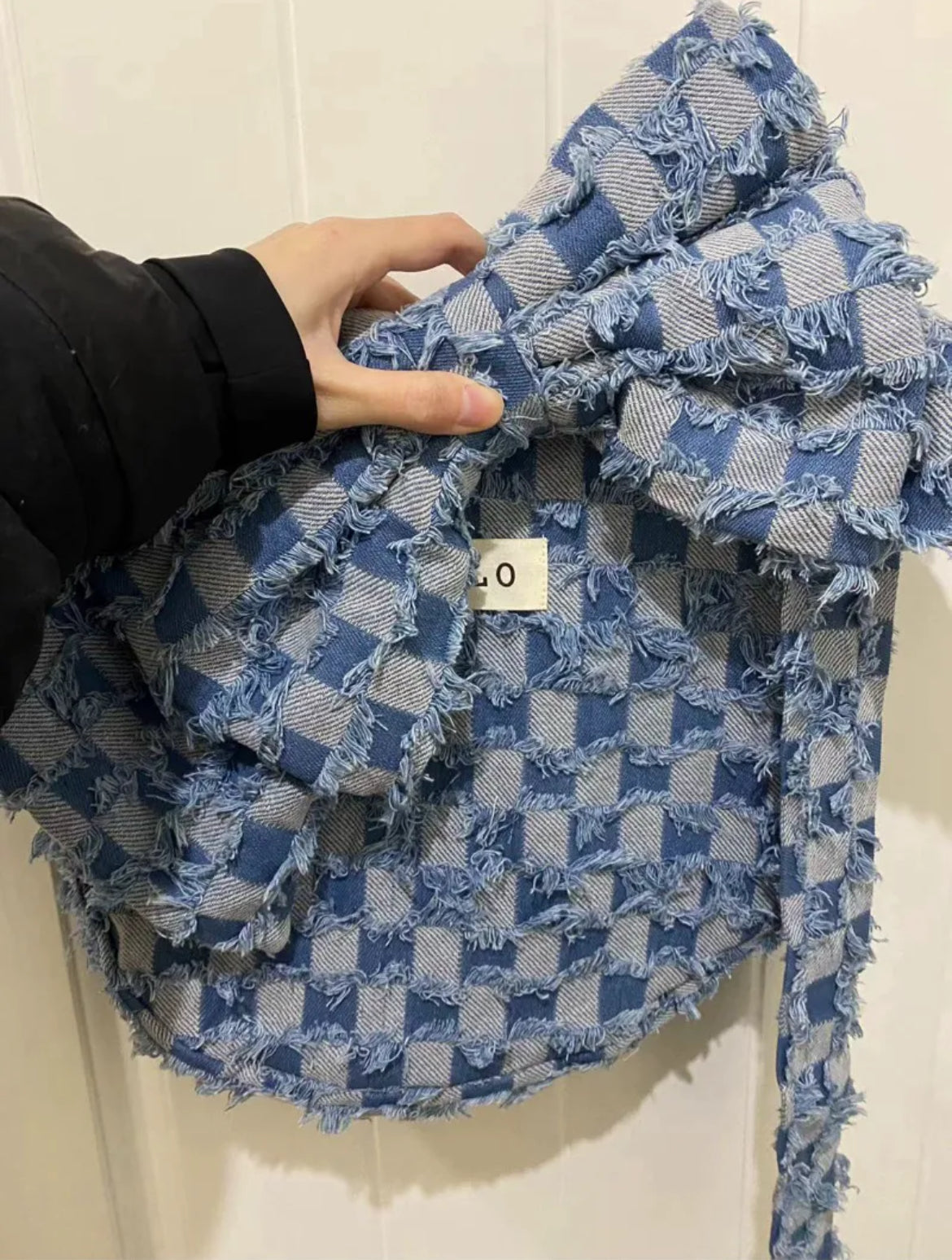 Plaid Denim Bow Crossbody Bag