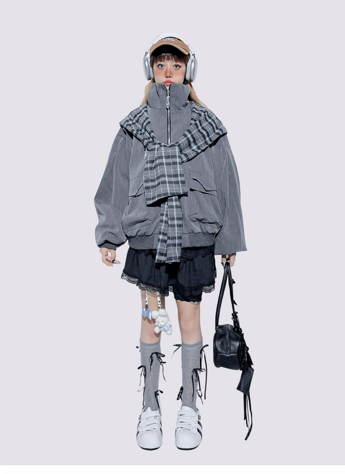 Plaid Patchwork Sweet-Cool Baseball Jacket