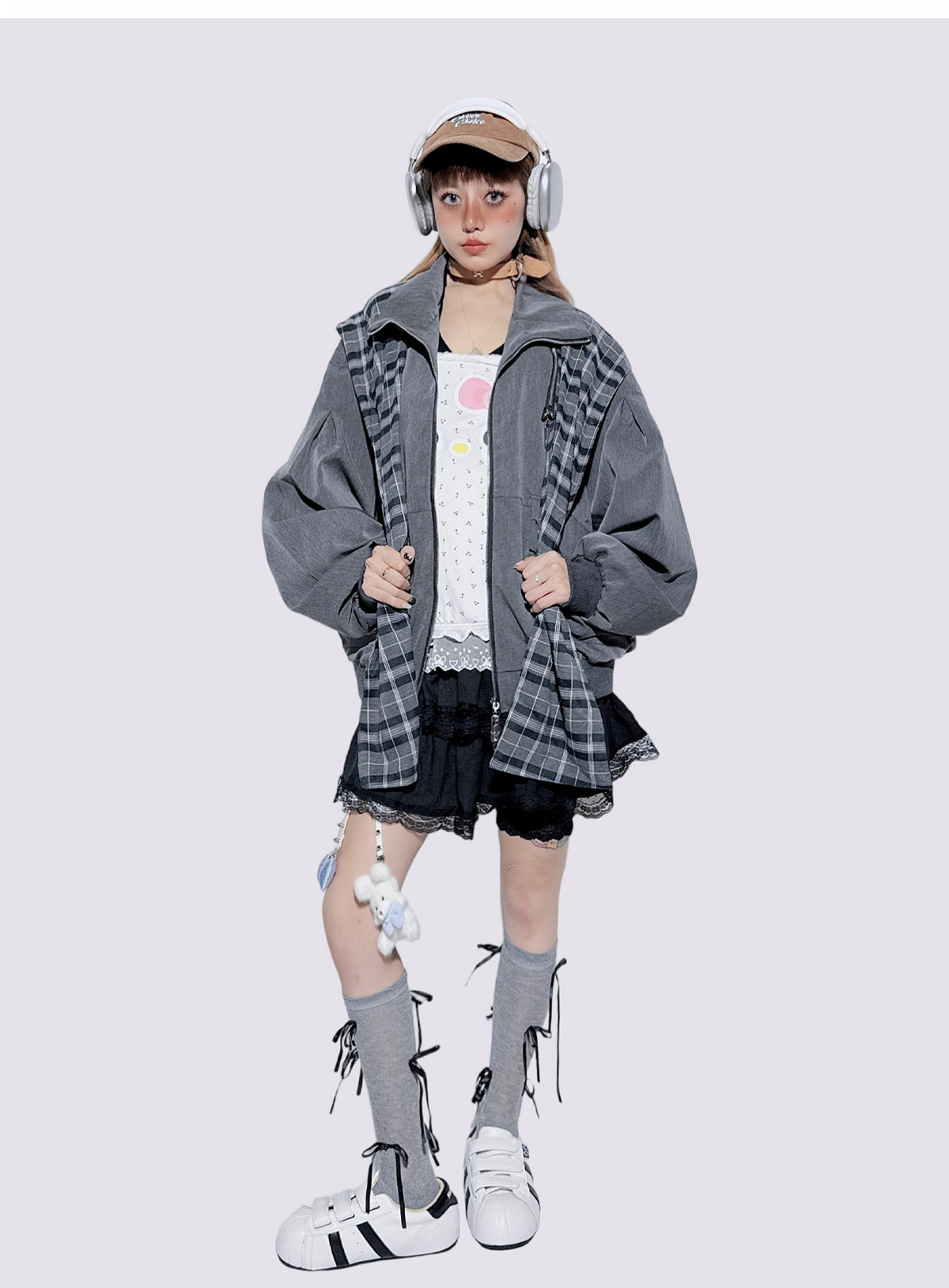 Plaid Patchwork Sweet-Cool Baseball Jacket