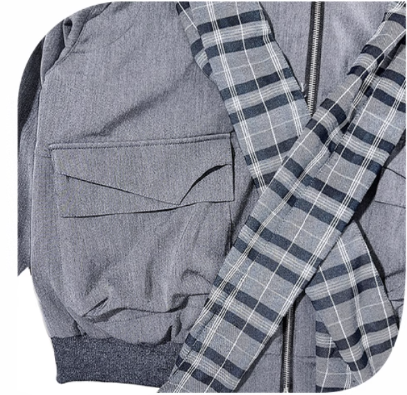 Plaid Patchwork Sweet-Cool Baseball Jacket