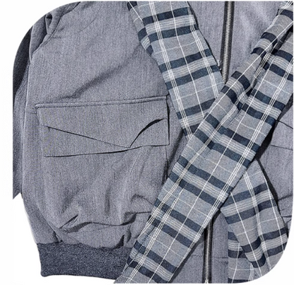 Plaid Patchwork Sweet-Cool Baseball Jacket