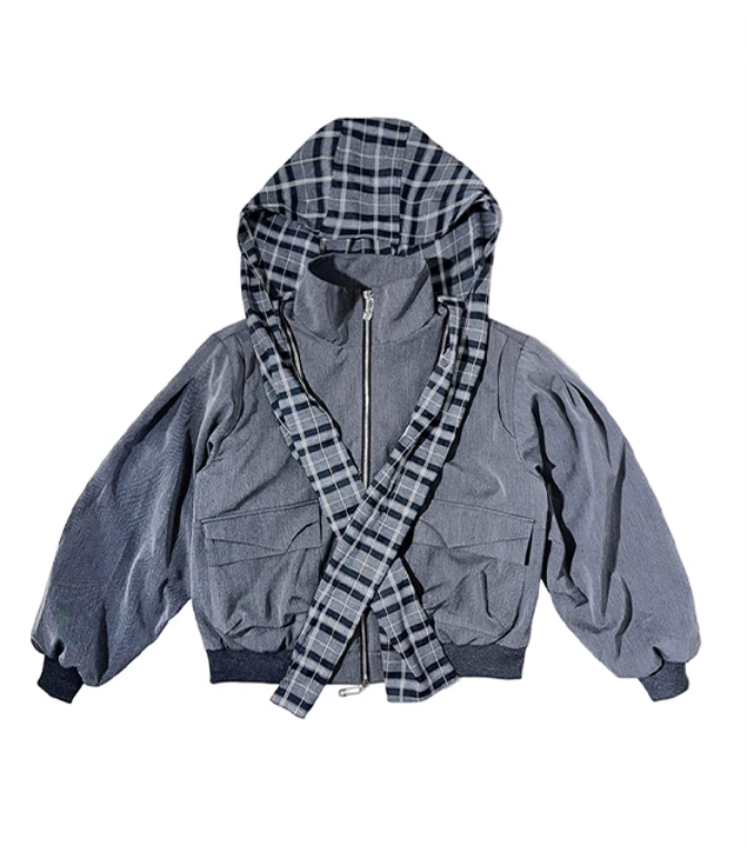 Plaid Patchwork Sweet-Cool Baseball Jacket