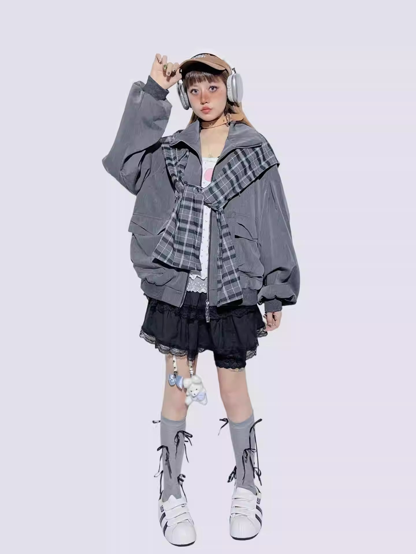 Plaid Patchwork Sweet-Cool Baseball Jacket