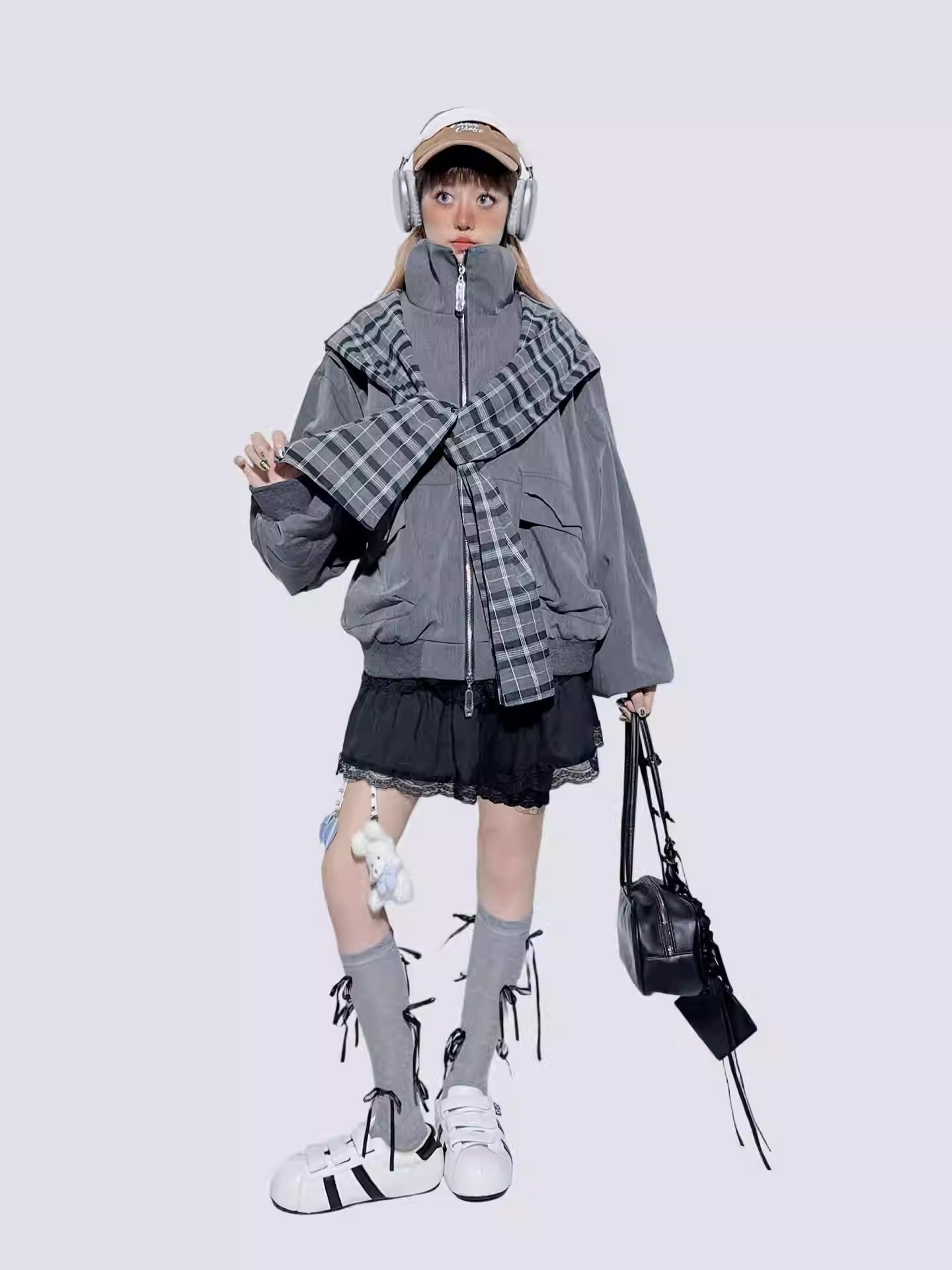 Plaid Patchwork Sweet-Cool Baseball Jacket