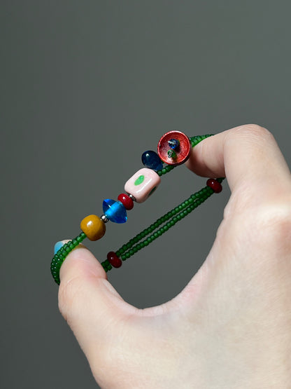 Playful Forest Color Block Beaded Bracelet