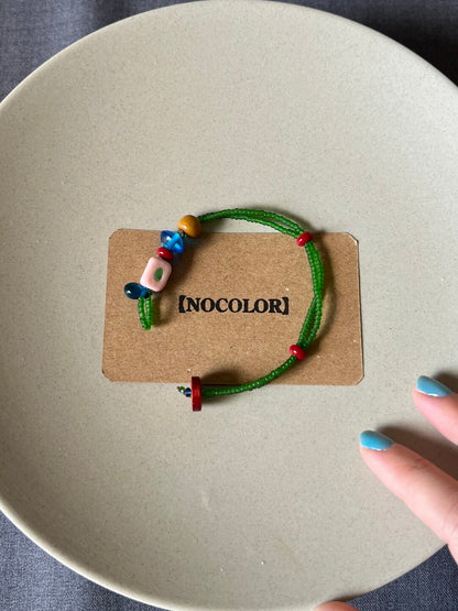 Playful Forest Color Block Beaded Bracelet