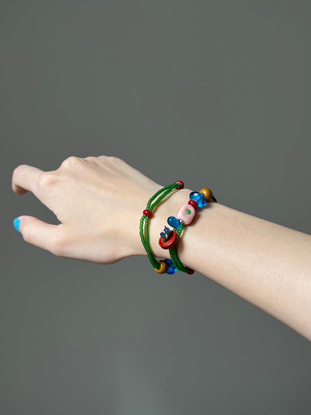 Playful Forest Color Block Beaded Bracelet