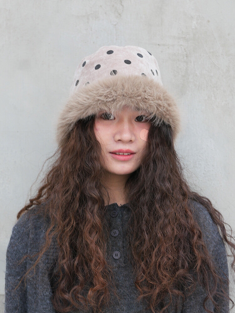 Polka Dots Plush Bucket Hat