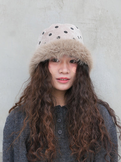 Polka Dots Plush Bucket Hat