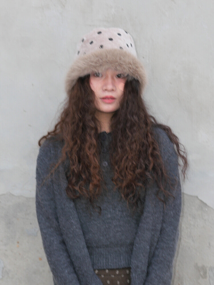 Polka Dots Plush Bucket Hat