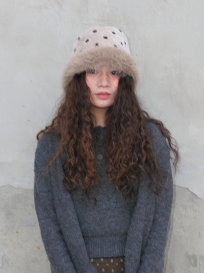 Polka Dots Plush Bucket Hat