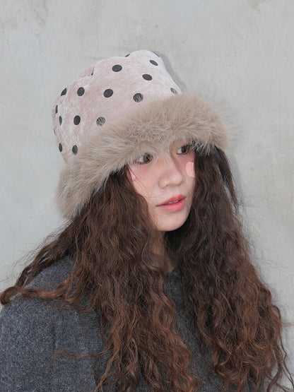Polka Dots Plush Bucket Hat
