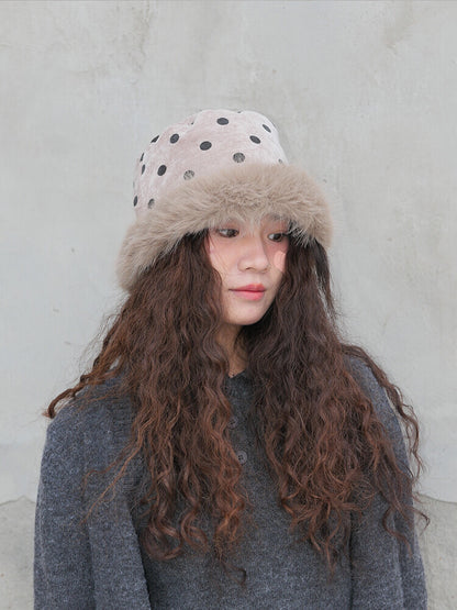 Polka Dots Plush Bucket Hat