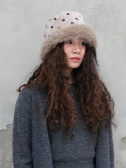 Polka Dots Plush Bucket Hat