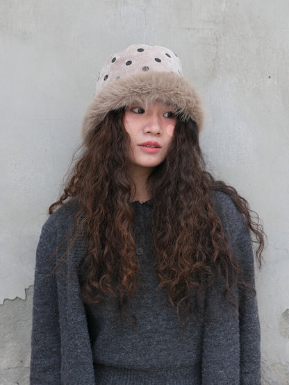 Polka Dots Plush Bucket Hat