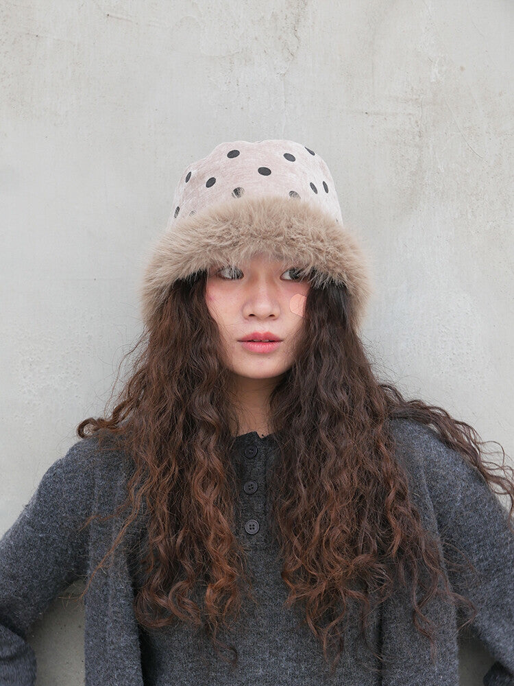 Polka Dots Plush Bucket Hat