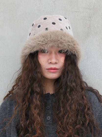 Polka Dots Plush Bucket Hat