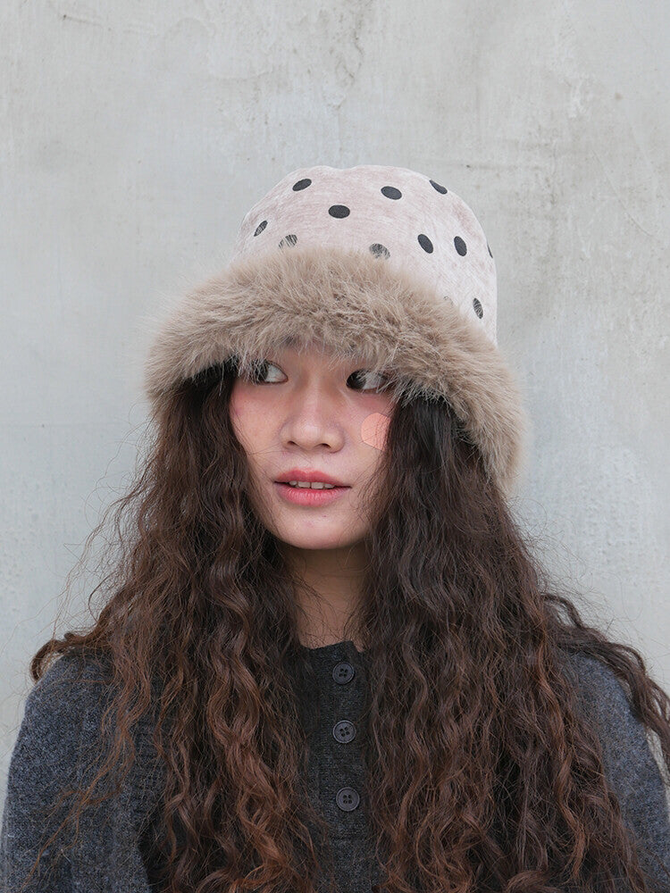 Polka Dots Plush Bucket Hat