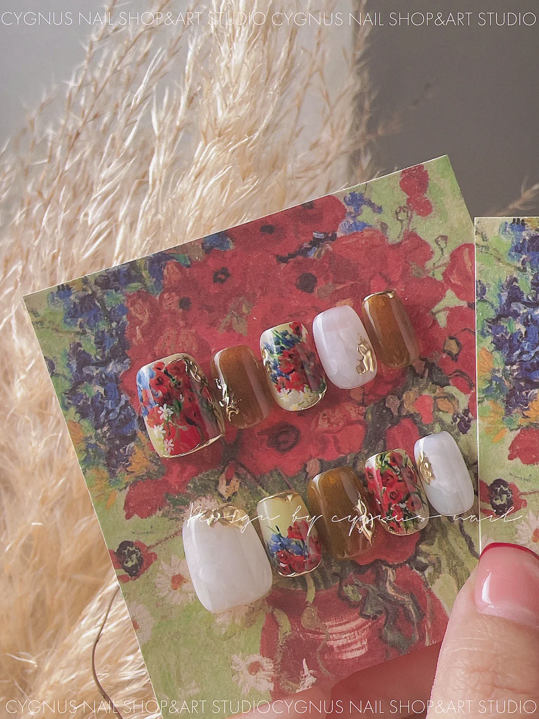 Poppy Flowers Luxury Hand Painted Press On Nails Set
