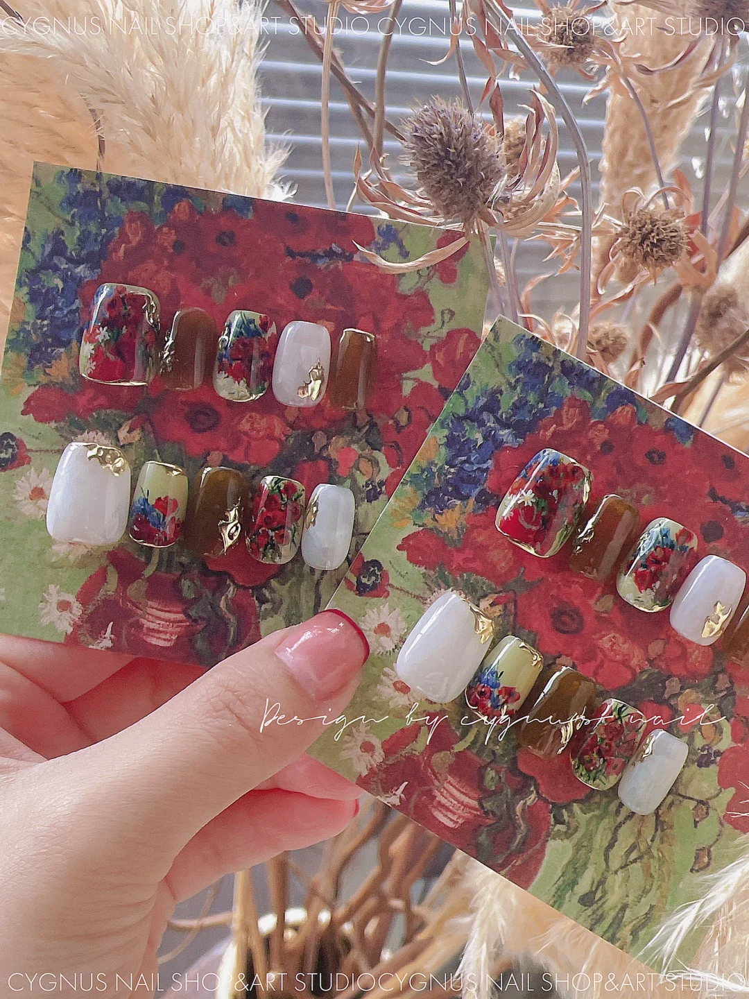 Poppy Flowers Luxury Hand Painted Press On Nails Set