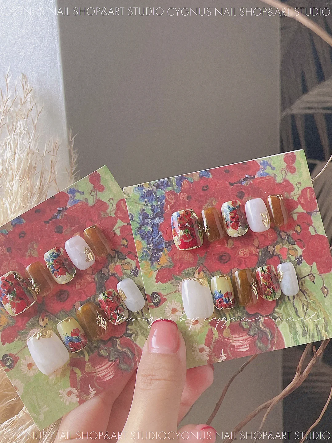 Poppy Flowers Luxury Hand Painted Press On Nails Set
