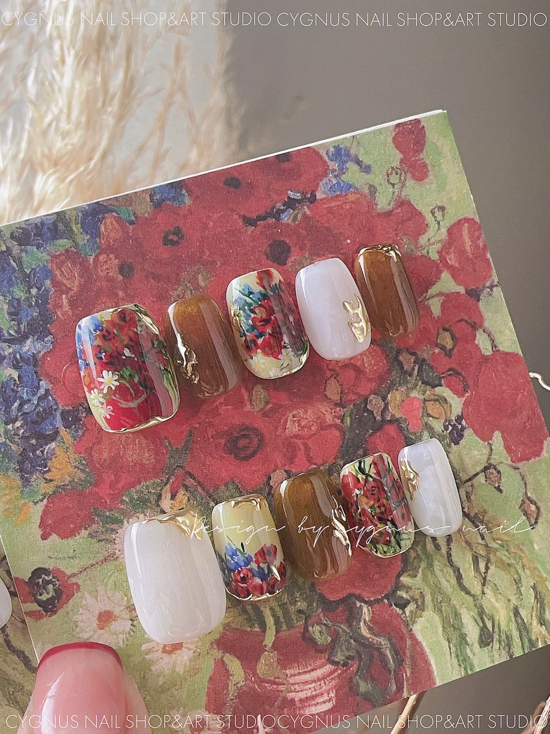 Poppy Flowers Luxury Hand Painted Press On Nails Set
