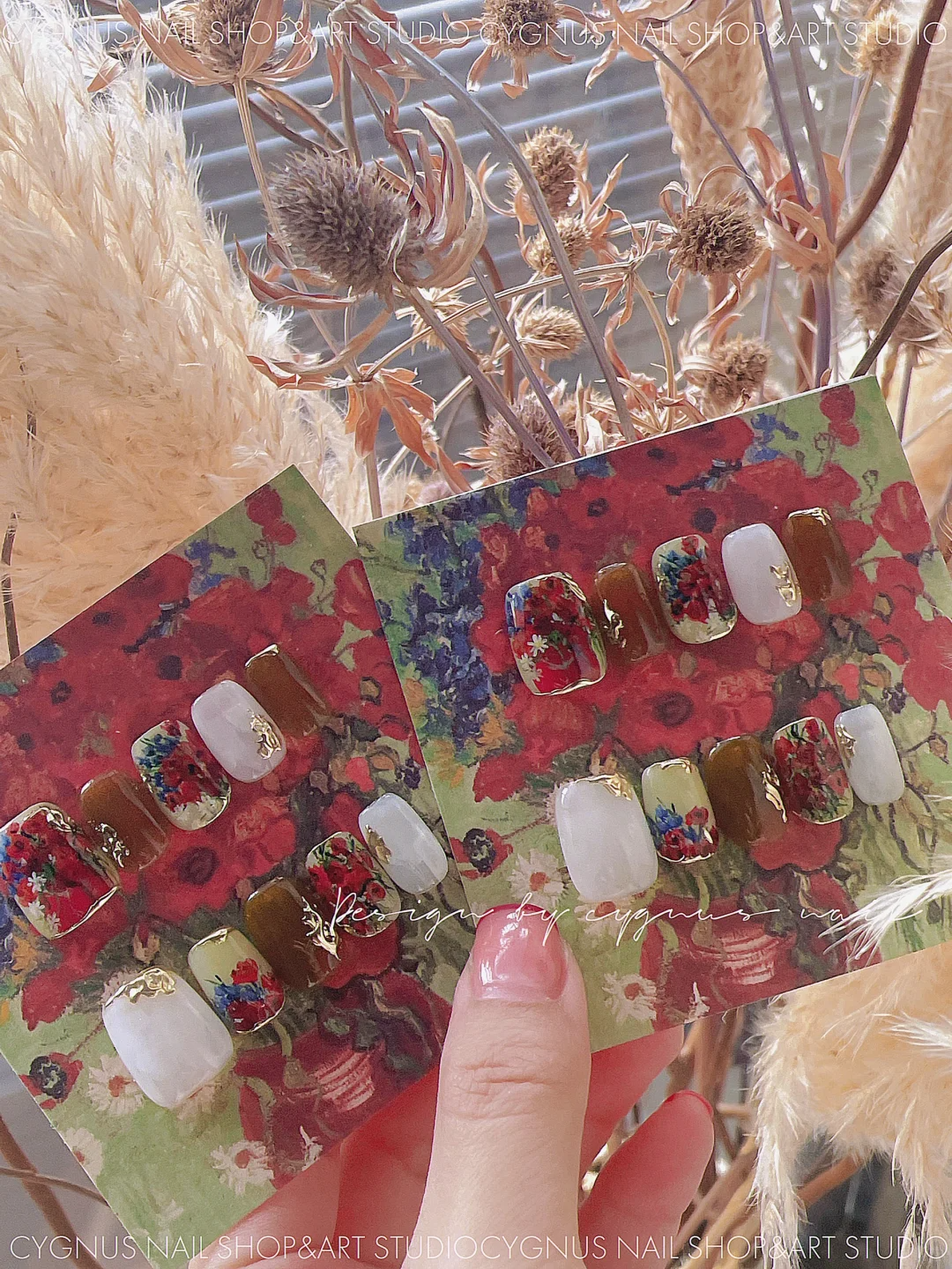 Poppy Flowers Luxury Hand Painted Press On Nails Set
