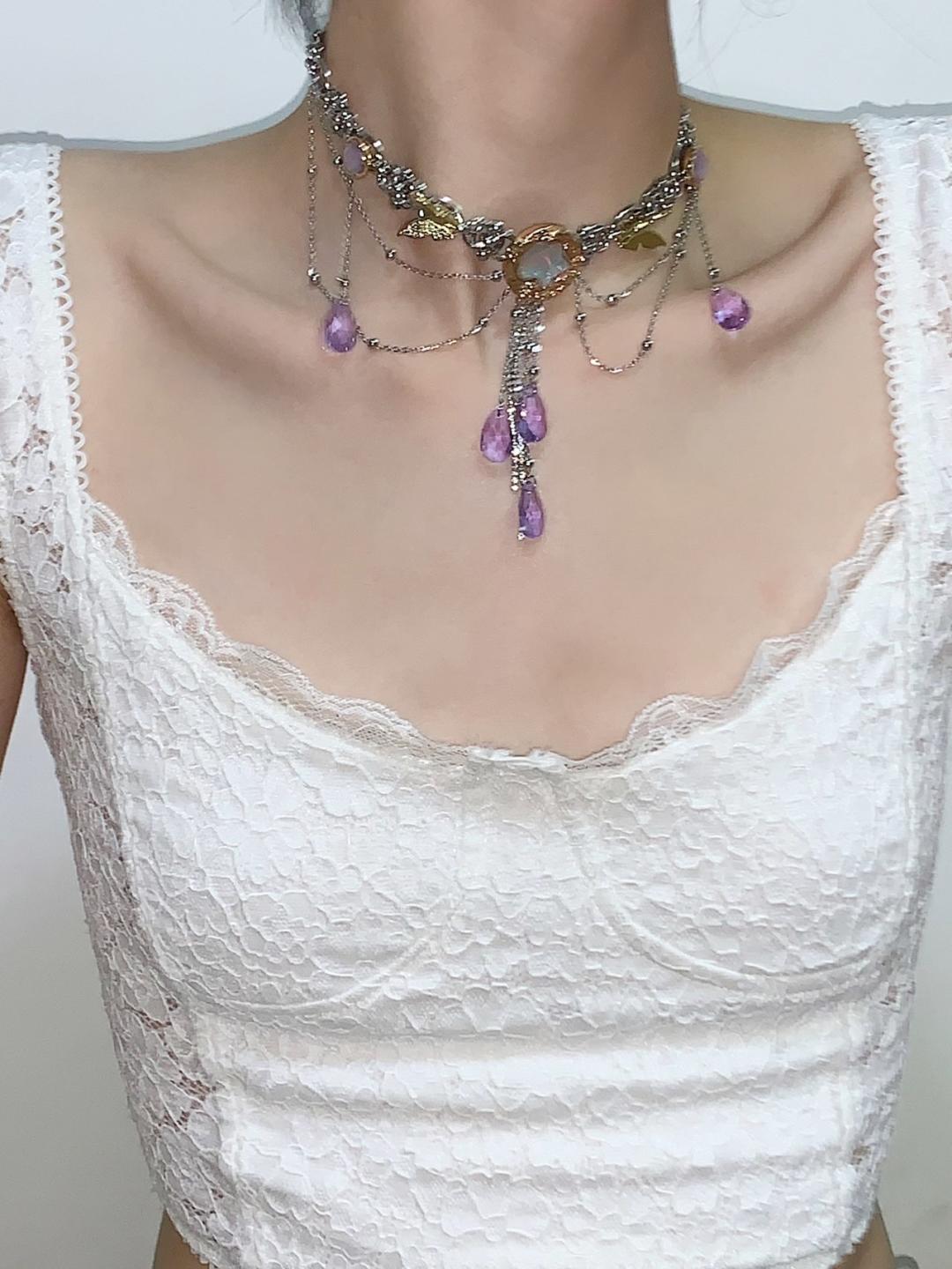 Provence Drops Tassel Choker Necklace