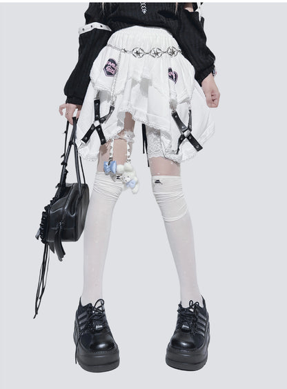 Puffy Irregular Lace Layered Skirt