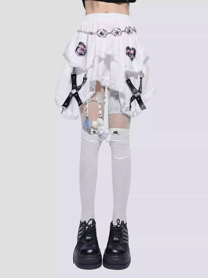 Puffy Irregular Lace Layered Skirt