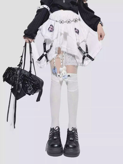 Puffy Irregular Lace Layered Skirt