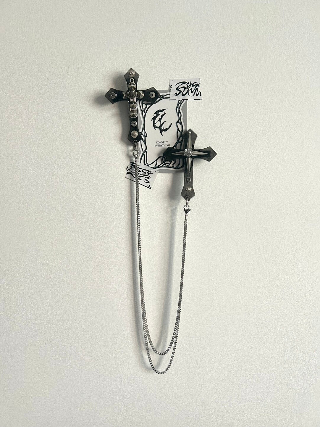 Punk Black Cross Chain Hair Clip | Hair Accessories | Three Fleas