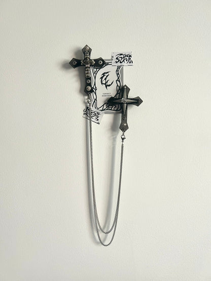 Punk Black Cross Chain Hair Clip | Hair Accessories | Three Fleas